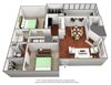 2 bedroom 1 bathroom floor plan 2 bedroom 1 bathroom floor plan at The Glen at Highpoint, Texas, 75243